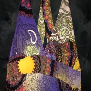 Silky Long Maxi Criss Cross Back Bohemian Print